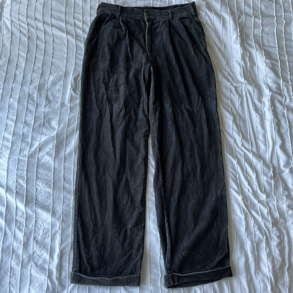 Vintage Gant Corduroy Pants Mens 32x32 Charcoal Gray Thick Wale Relaxed Fit Prep